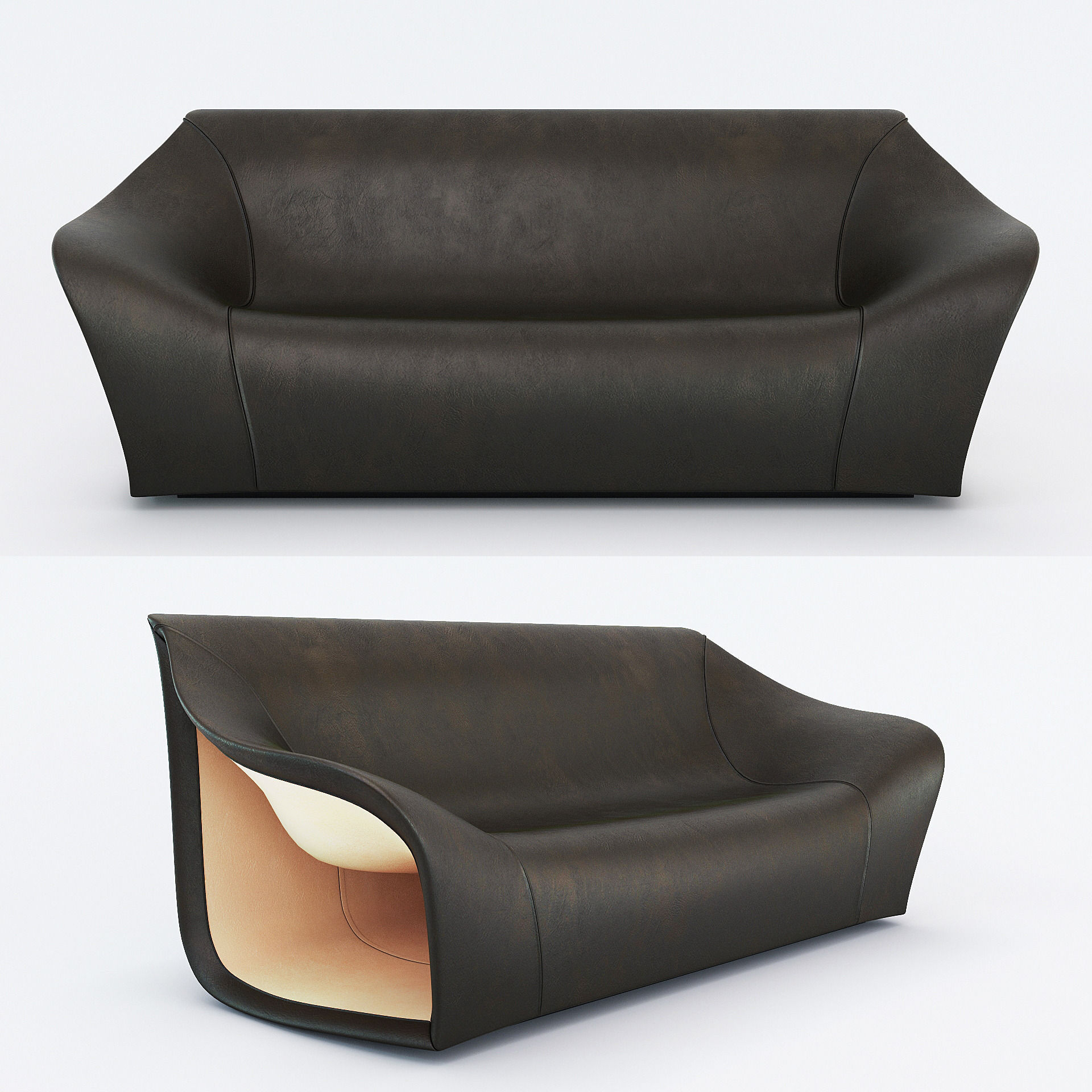 Split Sofa and Chair by Alex Hull 3D model_2