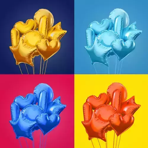 Colorful foil balloons 3D model