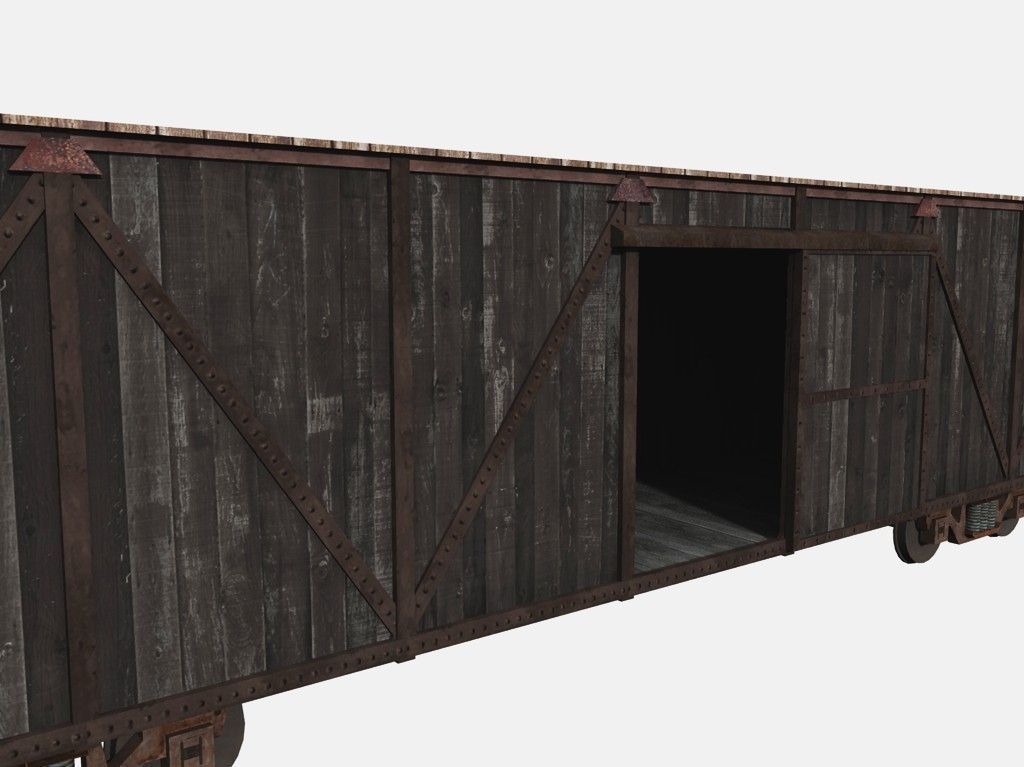 Wooden Box Car Low-poly 3D model_2