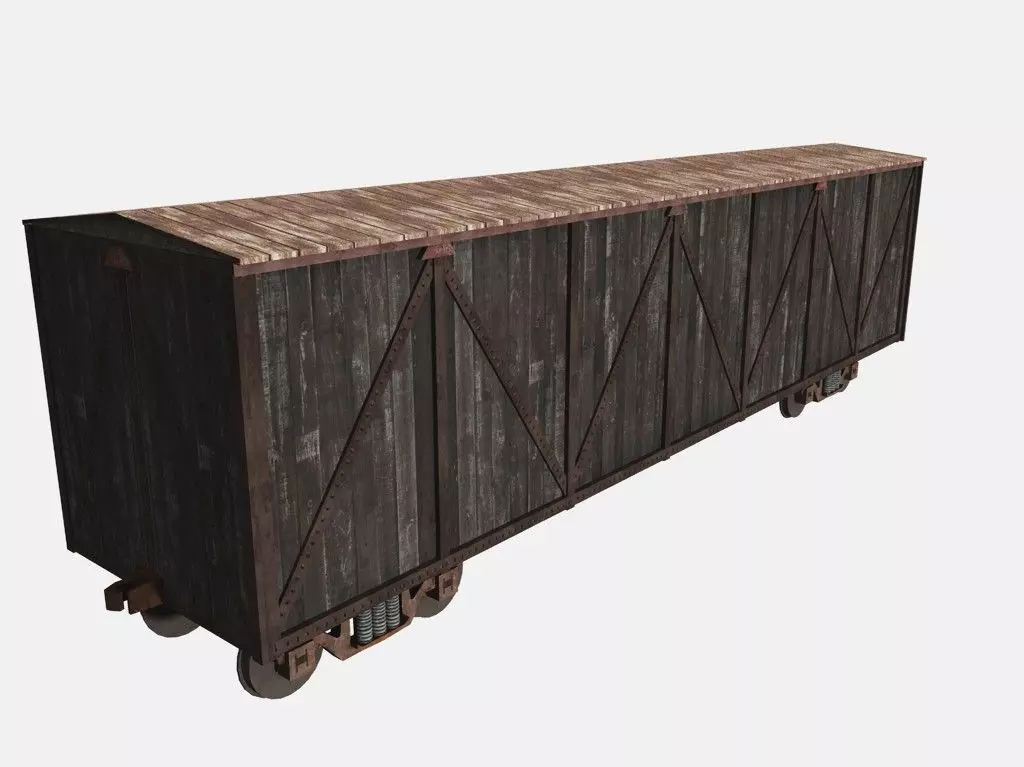 Wooden Box Car Low-poly 3D model_0