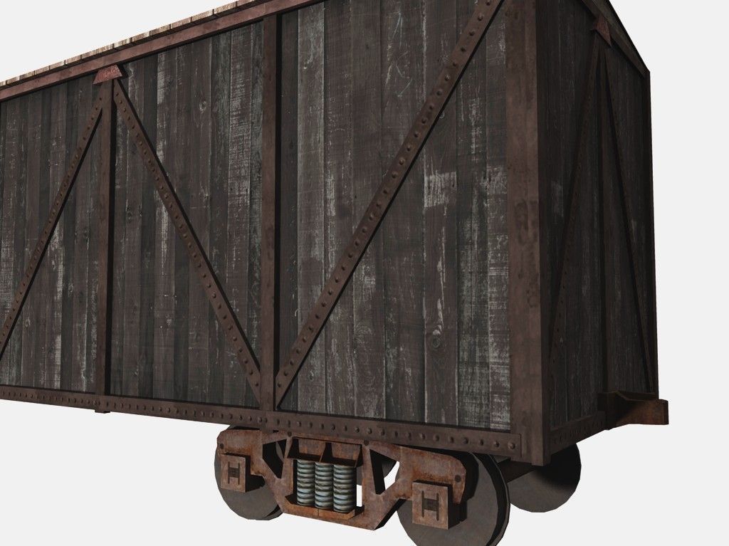 Wooden Box Car Low-poly 3D model_3