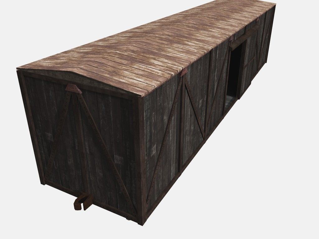 Wooden Box Car Low-poly 3D model_1