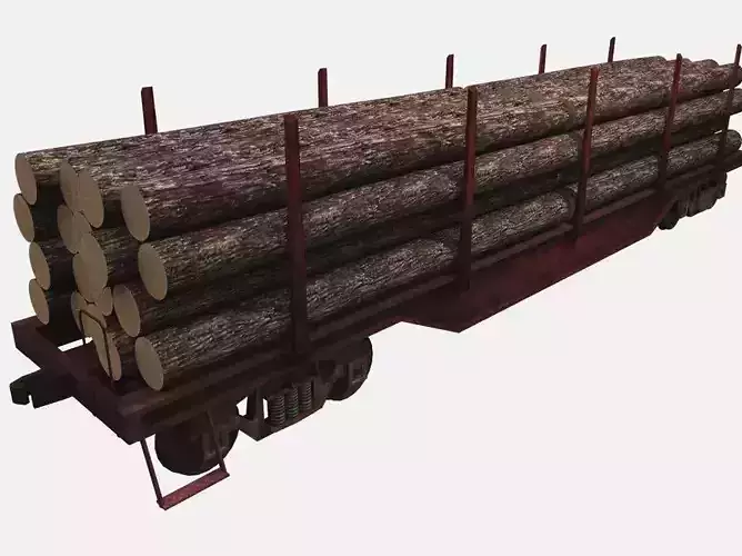 Lumbar Railcar Low-poly 3D model