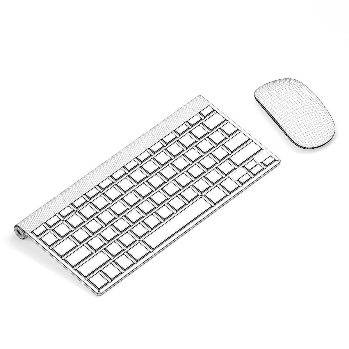 Keyboard with mouse 3D model_2