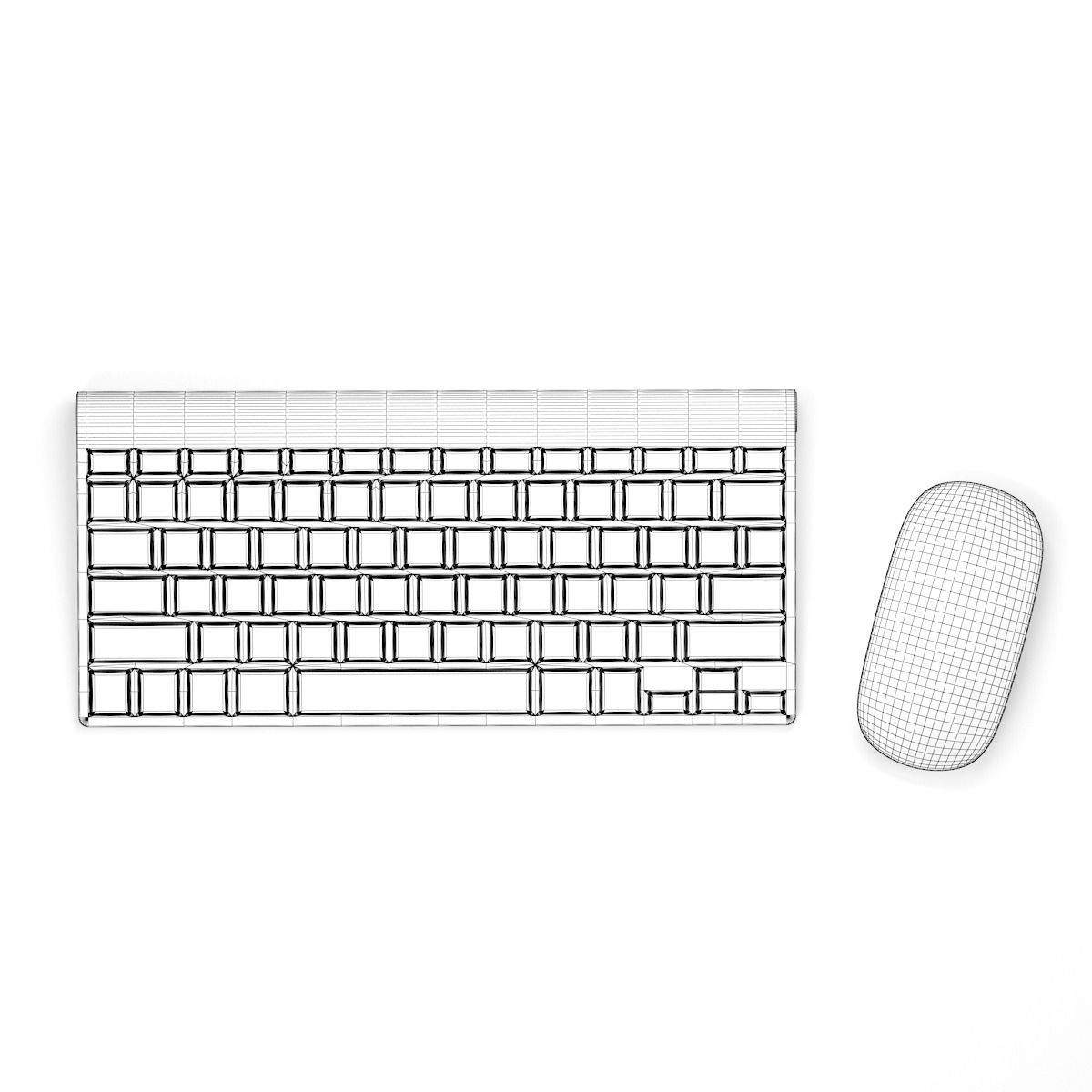Keyboard with mouse 3D model_3