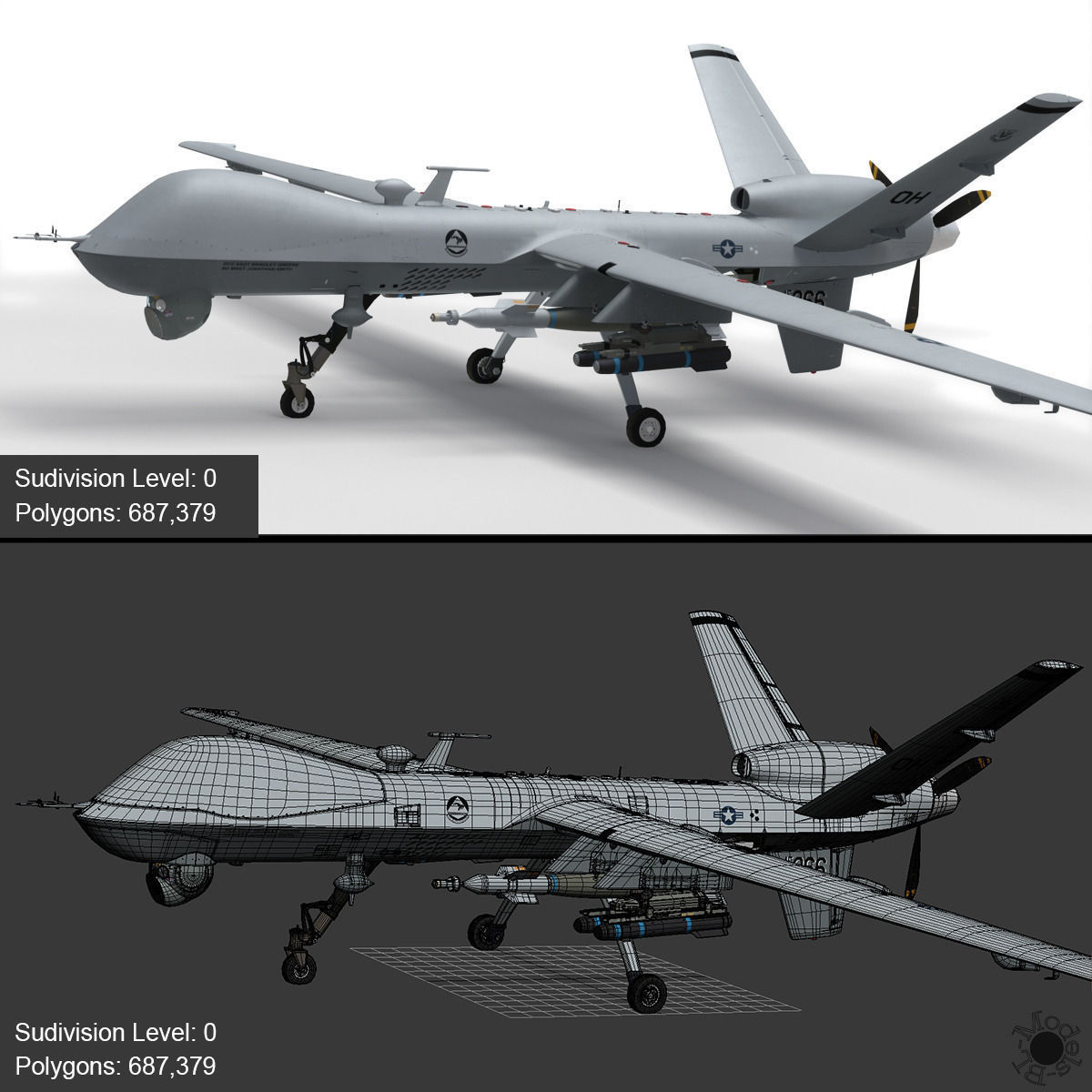 MQ-9 Reaper Military Aircraft Drone 3D model_39