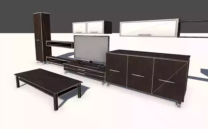 3D Model Modern cabinet set with television