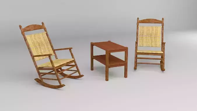 wooden chairs set Free 3D model