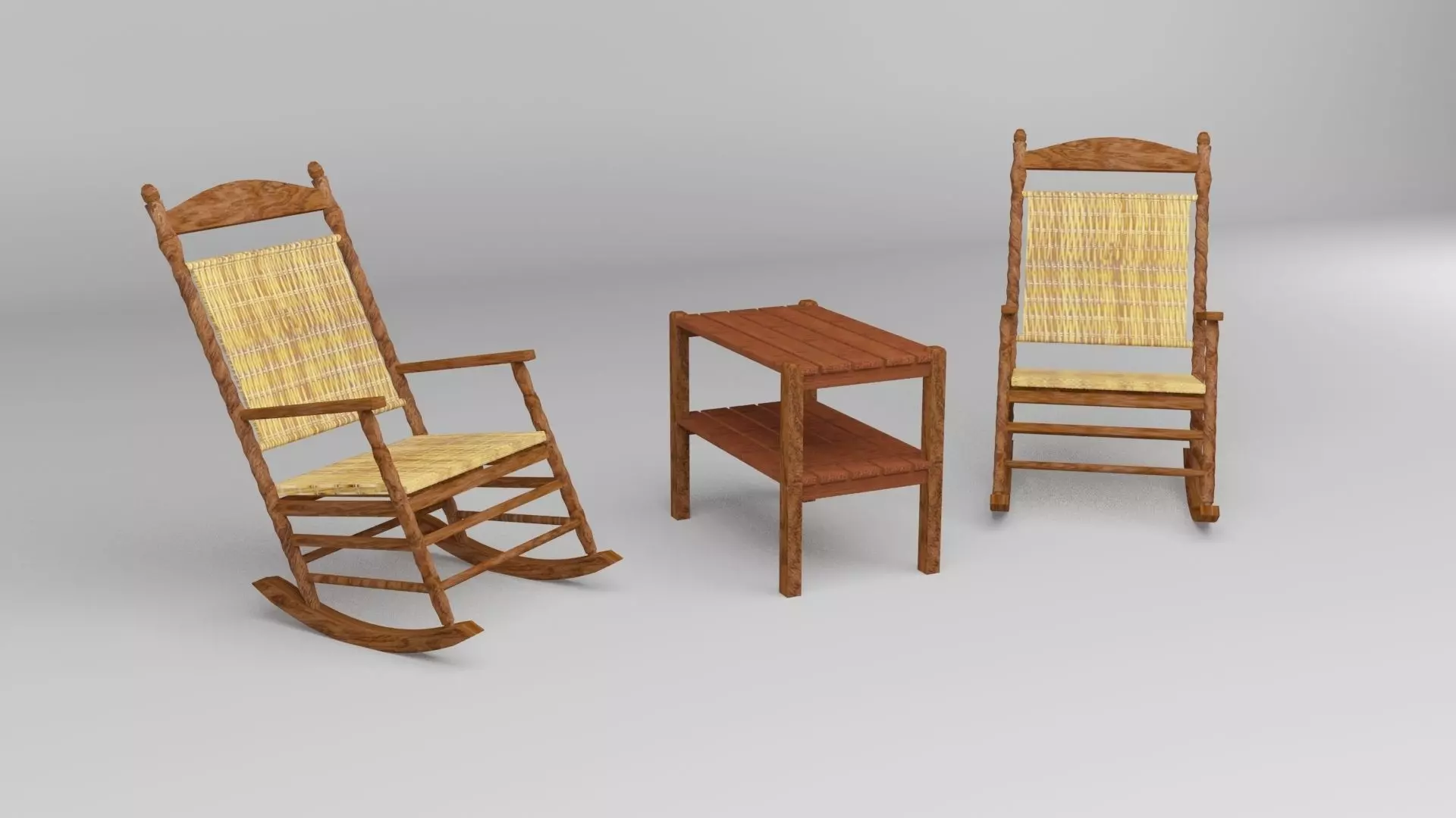 wooden chairs set Free 3D model_0