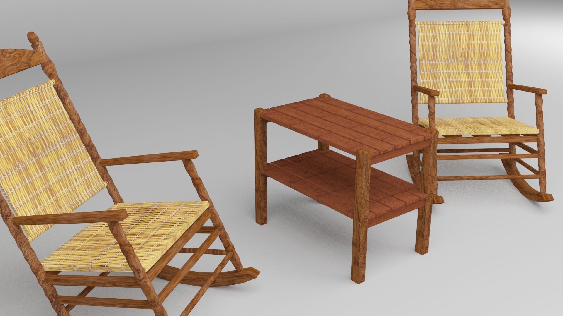 wooden chairs set Free 3D model_2
