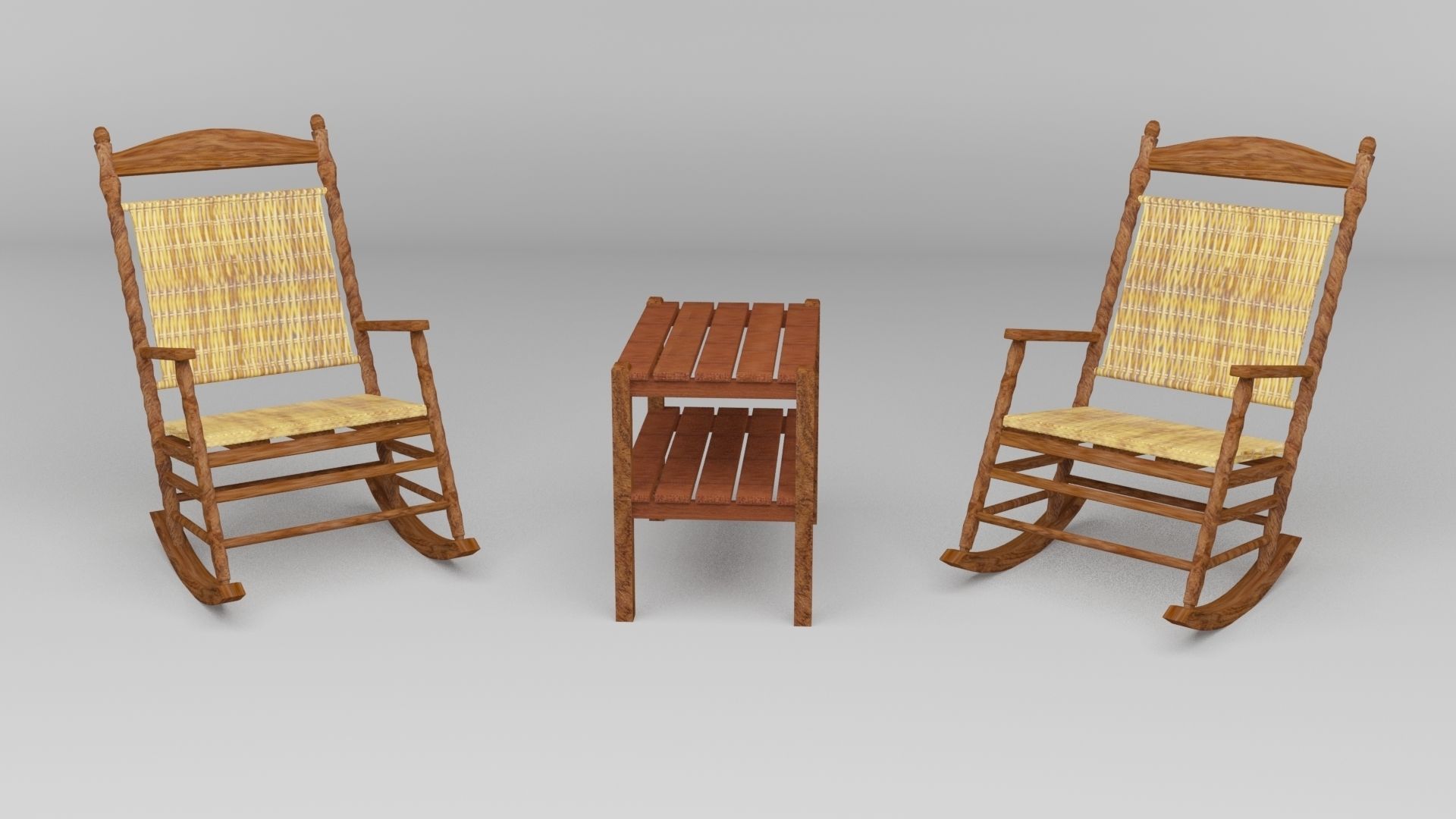 wooden chairs set Free 3D model_1