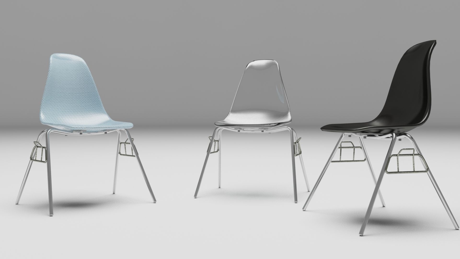 chairs chair made of glass and stainless steel Free 3D model_1