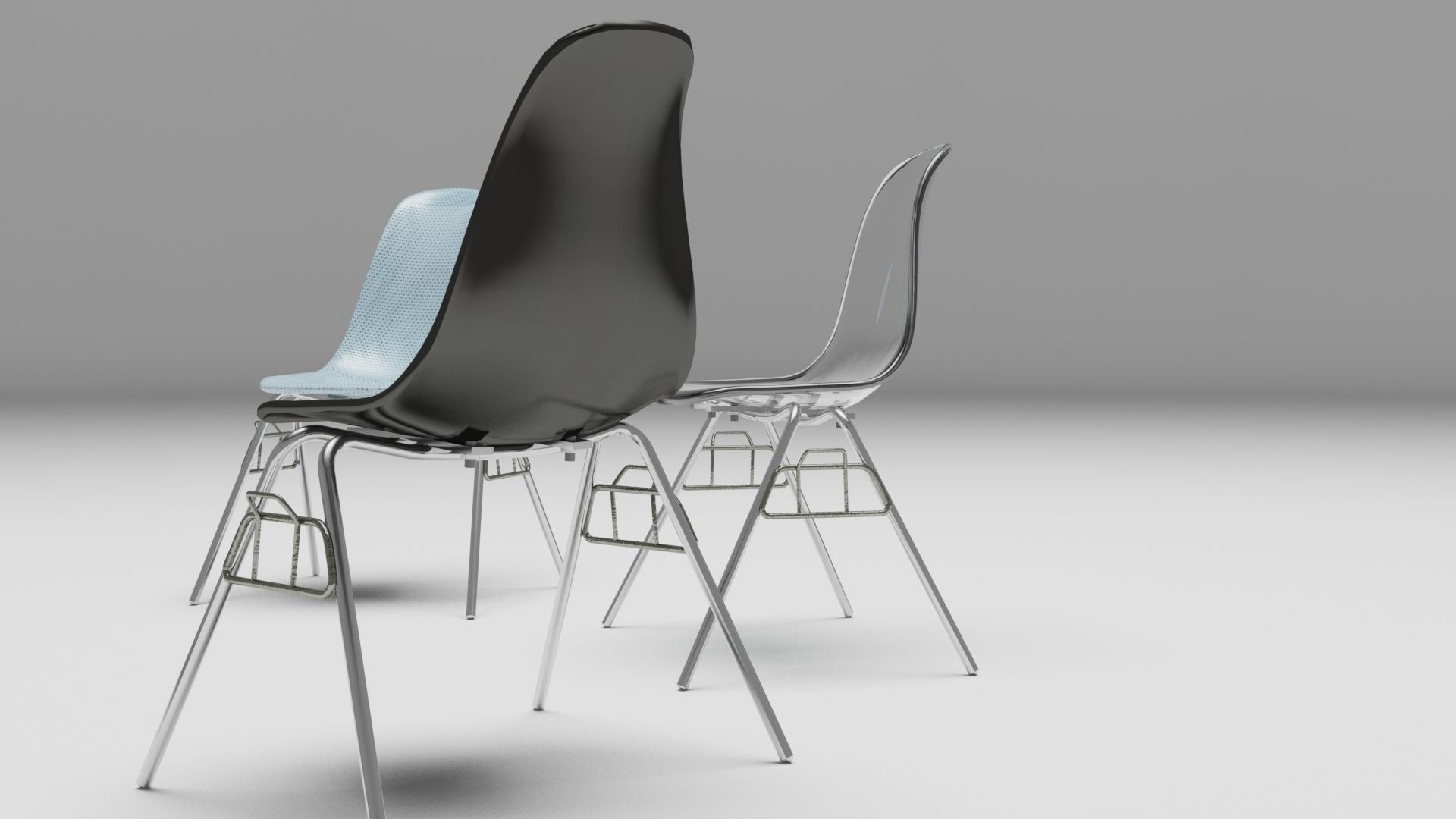 chairs chair made of glass and stainless steel Free 3D model_2