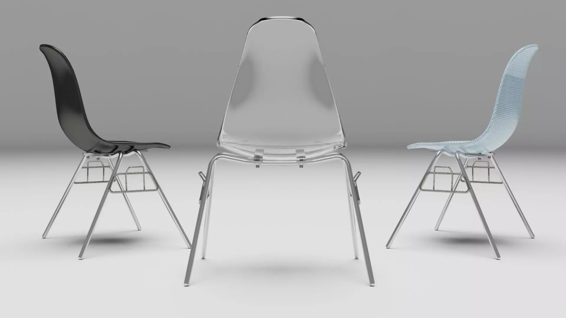 chairs chair made of glass and stainless steel Free 3D model_0