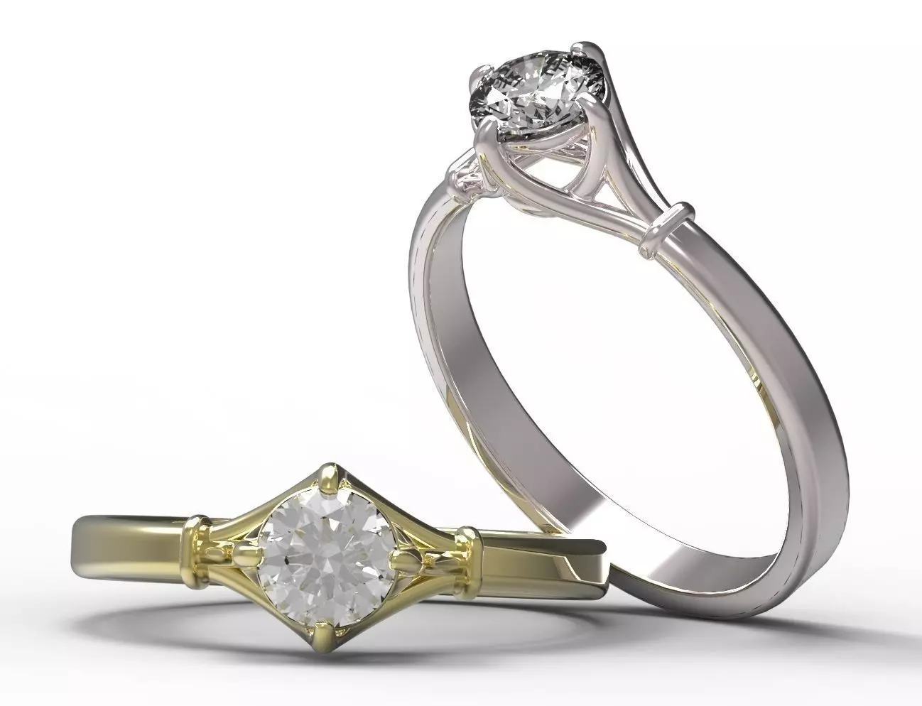 jewellery diamond engagement ring gold and gold 3D print model_0