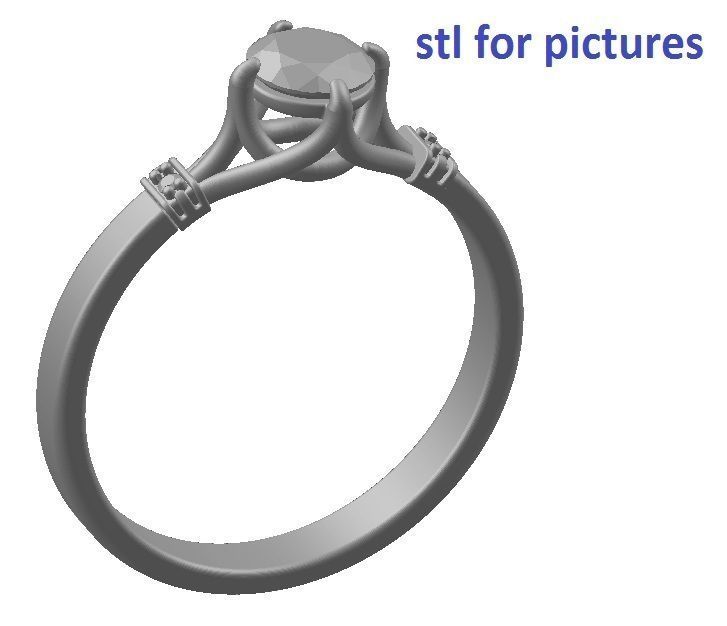 Ring gold and diamond engagement 3D print model_8