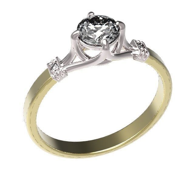 Ring gold and diamond engagement 3D print model_2