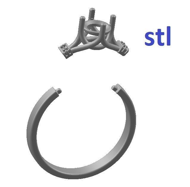 Ring gold and diamond engagement 3D print model_9