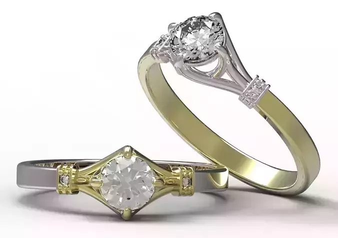 Ring gold and diamond engagement