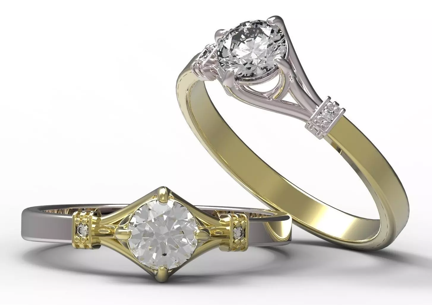 Ring gold and diamond engagement 3D print model_0