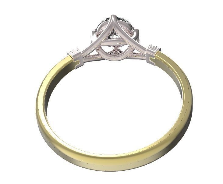 Ring gold and diamond engagement 3D print model_4