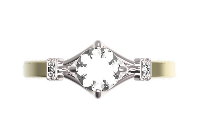 Ring gold and diamond engagement 3D print model_1