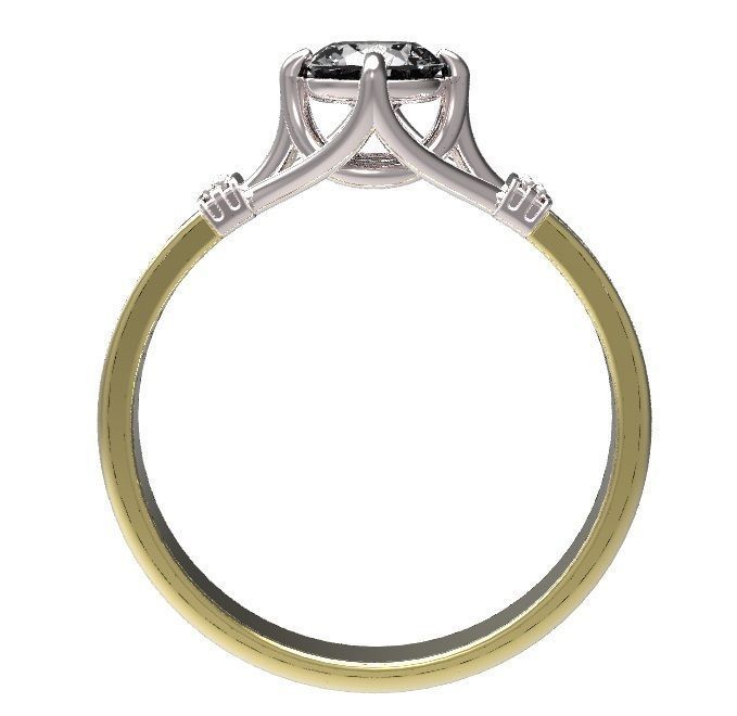 Ring gold and diamond engagement 3D print model_3