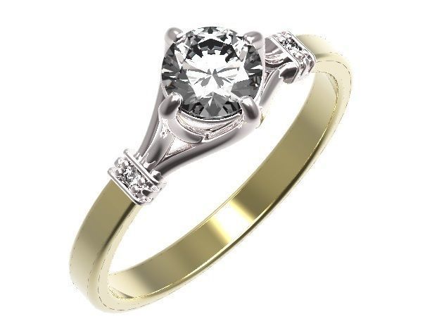 Ring gold and diamond engagement 3D print model_7
