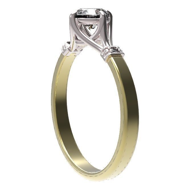 Ring gold and diamond engagement 3D print model_6