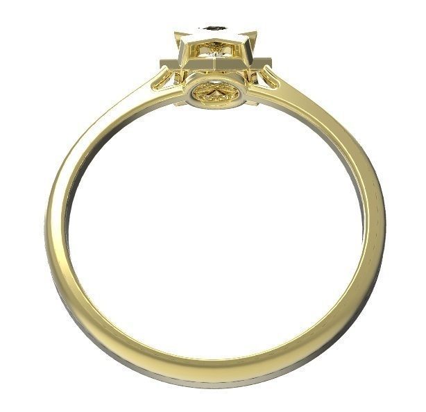 Ring two rings with diamond in middle 3D print model_2