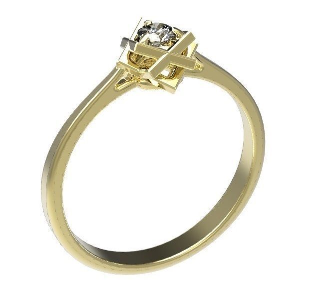 Ring two rings with diamond in middle 3D print model_3