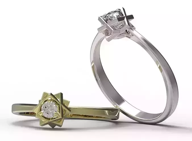 Ring two rings with diamond in middle