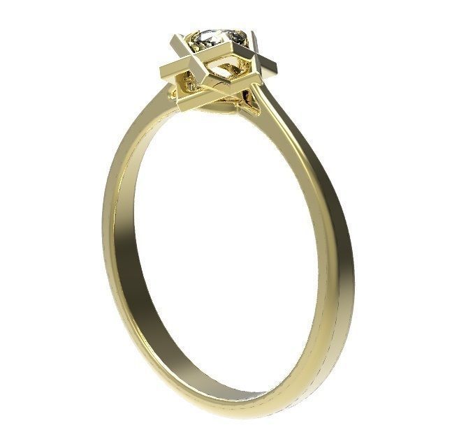 Ring two rings with diamond in middle 3D print model_5