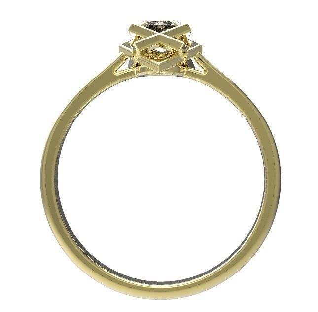 Ring two rings with diamond in middle 3D print model_4