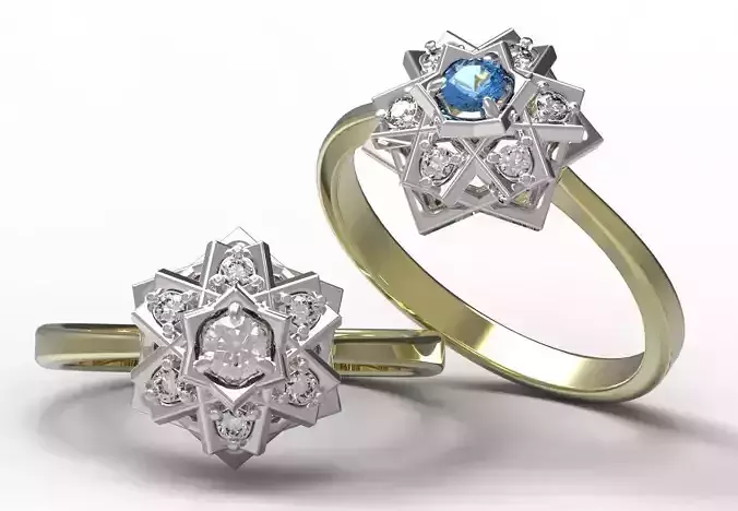 Ring two diamond rings with sapphires