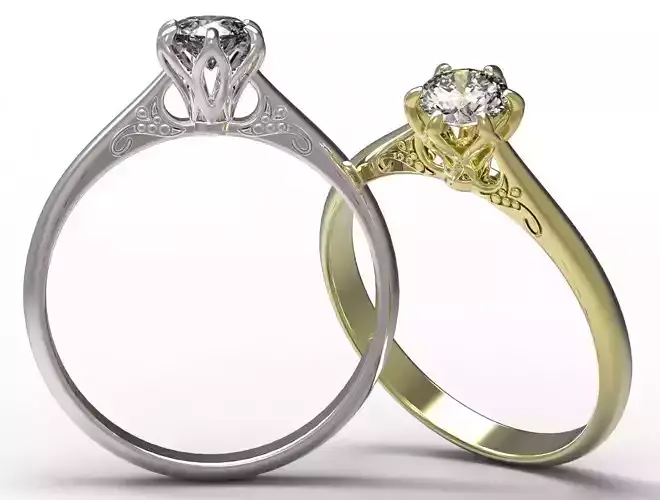 Ring solitaire engagement gold