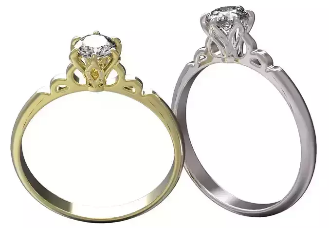 Ring two engagement rings with diamond in middle