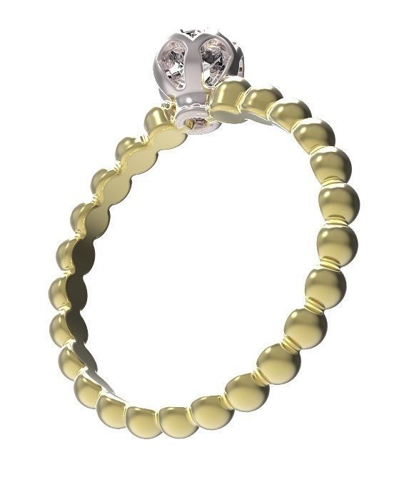 Ring solitaire diamond gold 3D print model_7