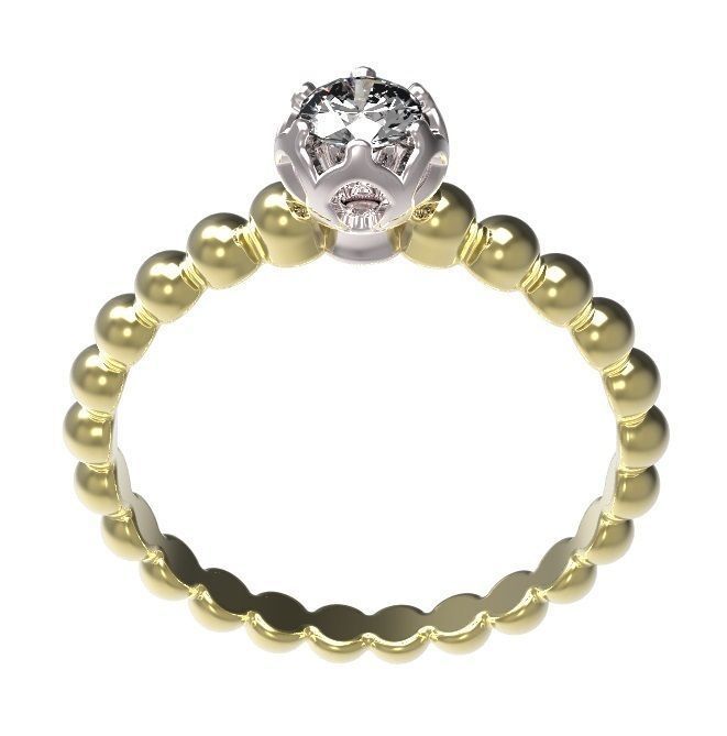 Ring solitaire diamond gold 3D print model_3