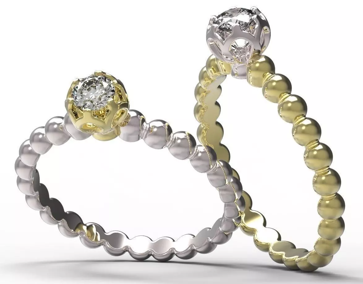 Ring solitaire diamond gold 3D print model_0