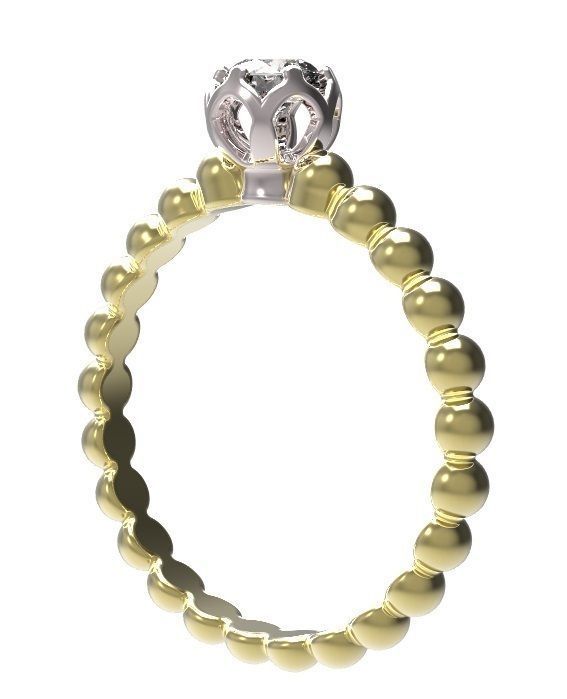 Ring solitaire diamond gold 3D print model_6