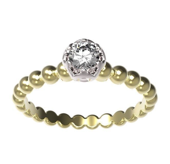 Ring solitaire diamond gold 3D print model_2