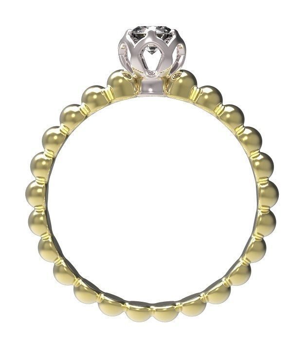 Ring solitaire diamond gold 3D print model_4