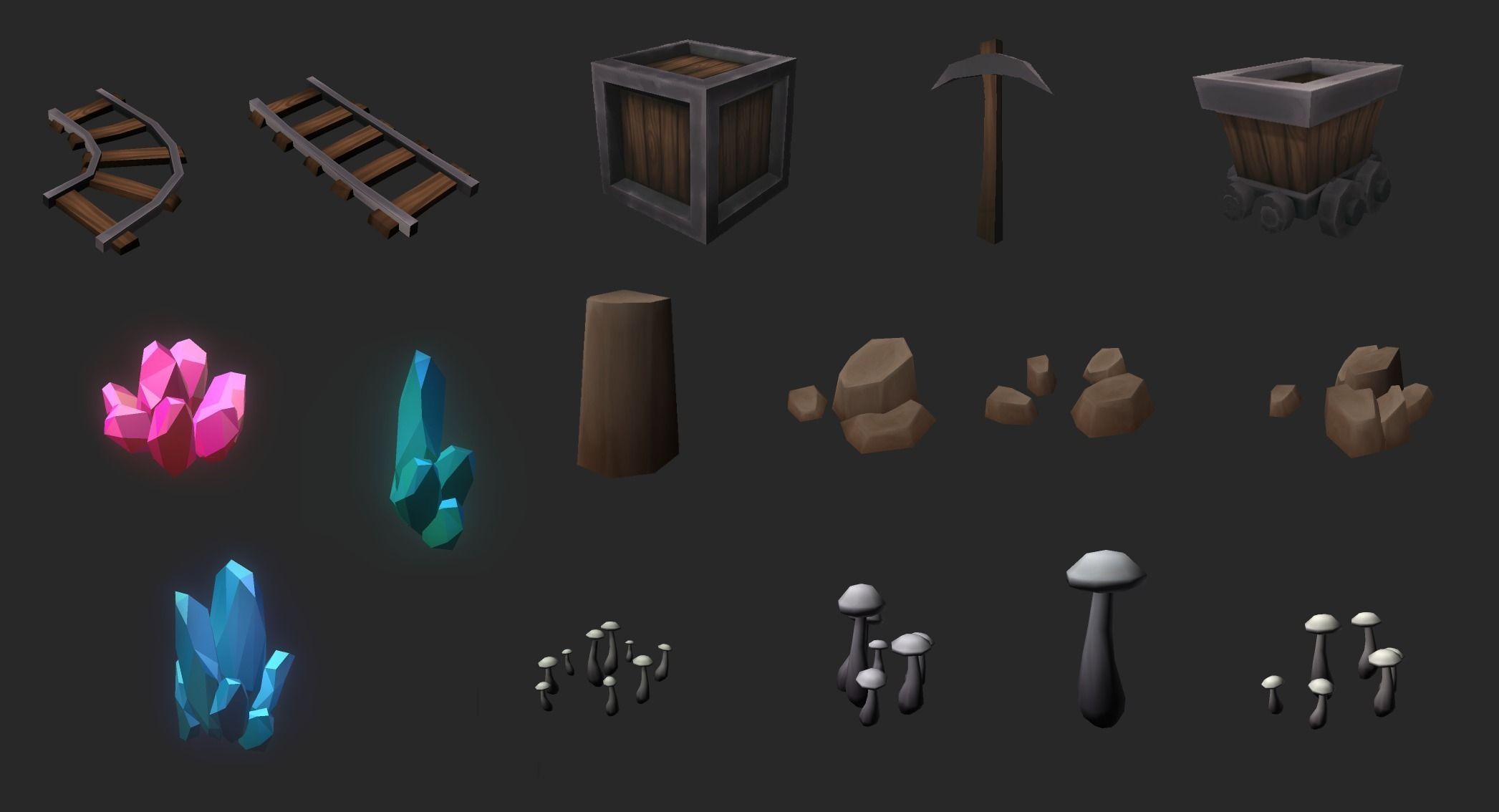 Crystal Mine Low-poly 3D model_4
