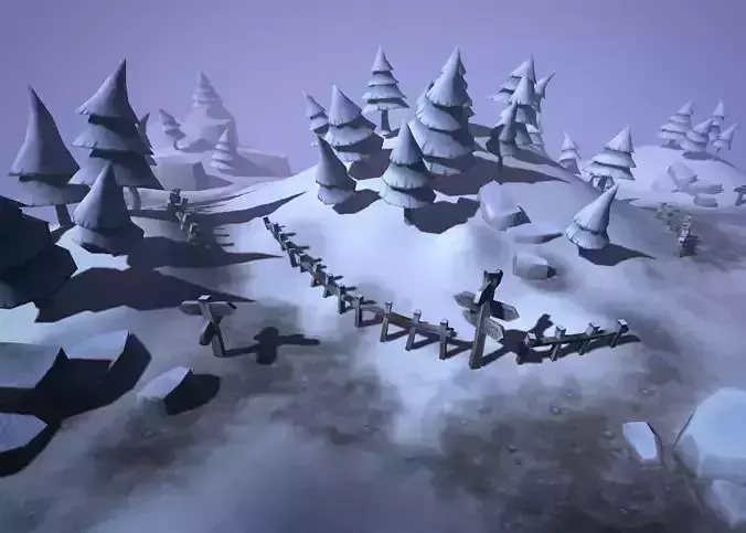 Winter Forest Low-poly 3D model