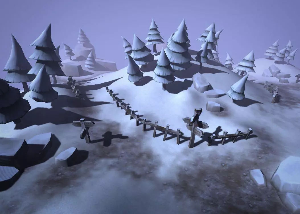 Winter Forest Low-poly 3D model_0