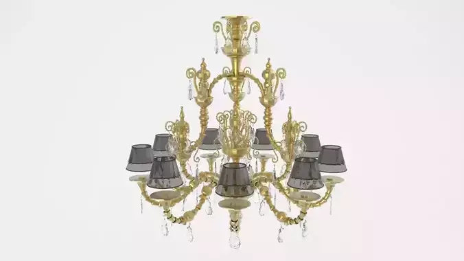 Chandelier gold with shades Free 3D model