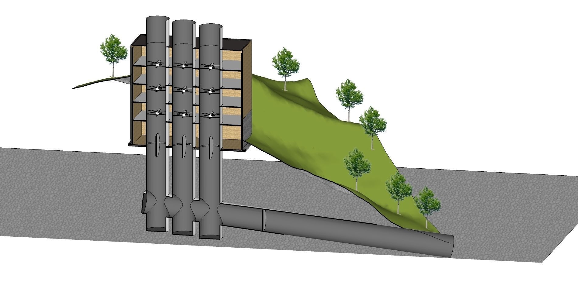 Infinite-wind tunnel with WIND SCOOPS top 3D model_8