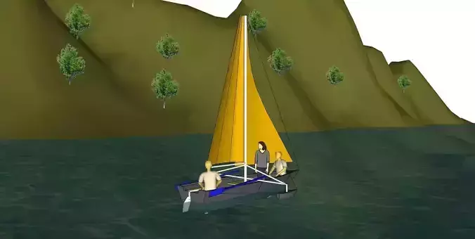 Insta-boat two people on sailboat in water