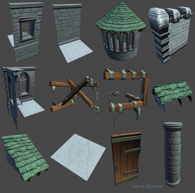 Modular MedievalChurchSet 3D model_1